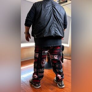 Gorgeous Jordan Black
Sweatpants with Red/White
Graphic Allover Print!!!